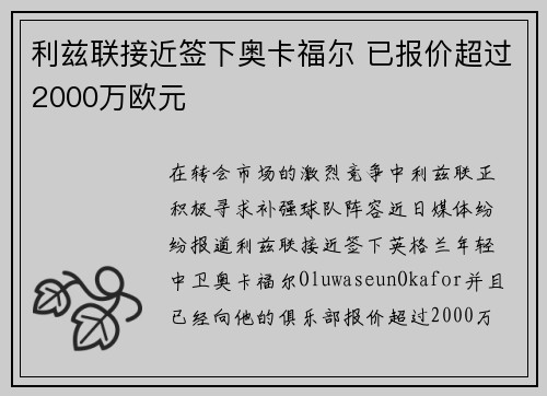利兹联接近签下奥卡福尔 已报价超过2000万欧元